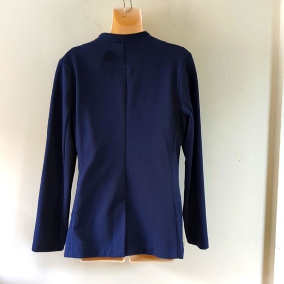 Banana Republic Twill Fitted Knit Cardigan Blazer Maritime Navy Blue M - Picture 5 of 16